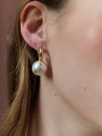 Layla Glass Pearl Ball 18K Gold Plated Earrings