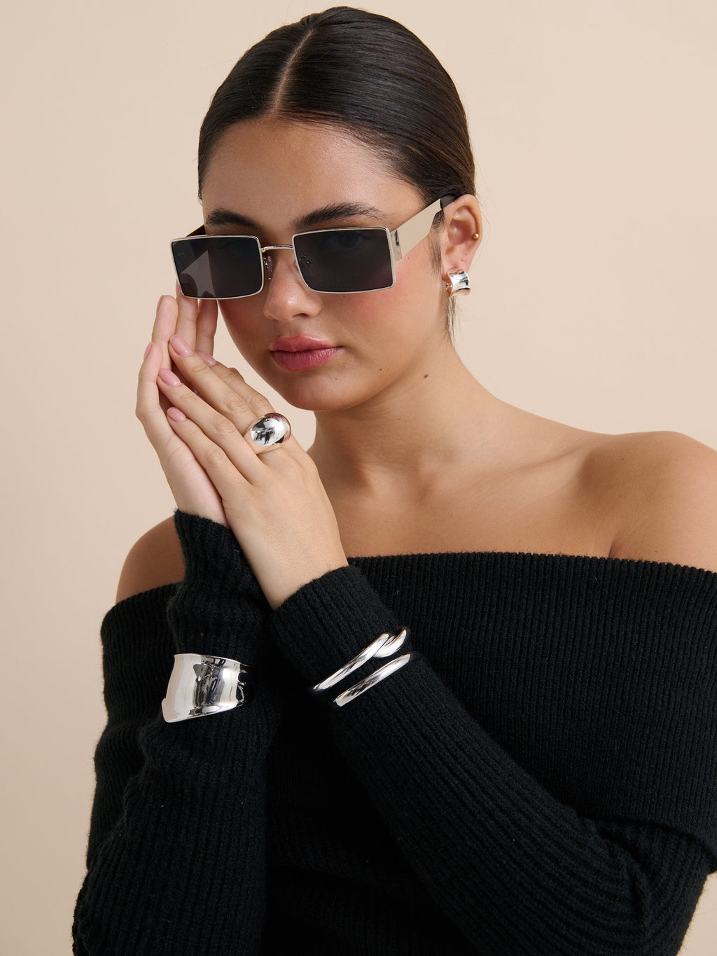 Metal Cuff Bracelet - Silver