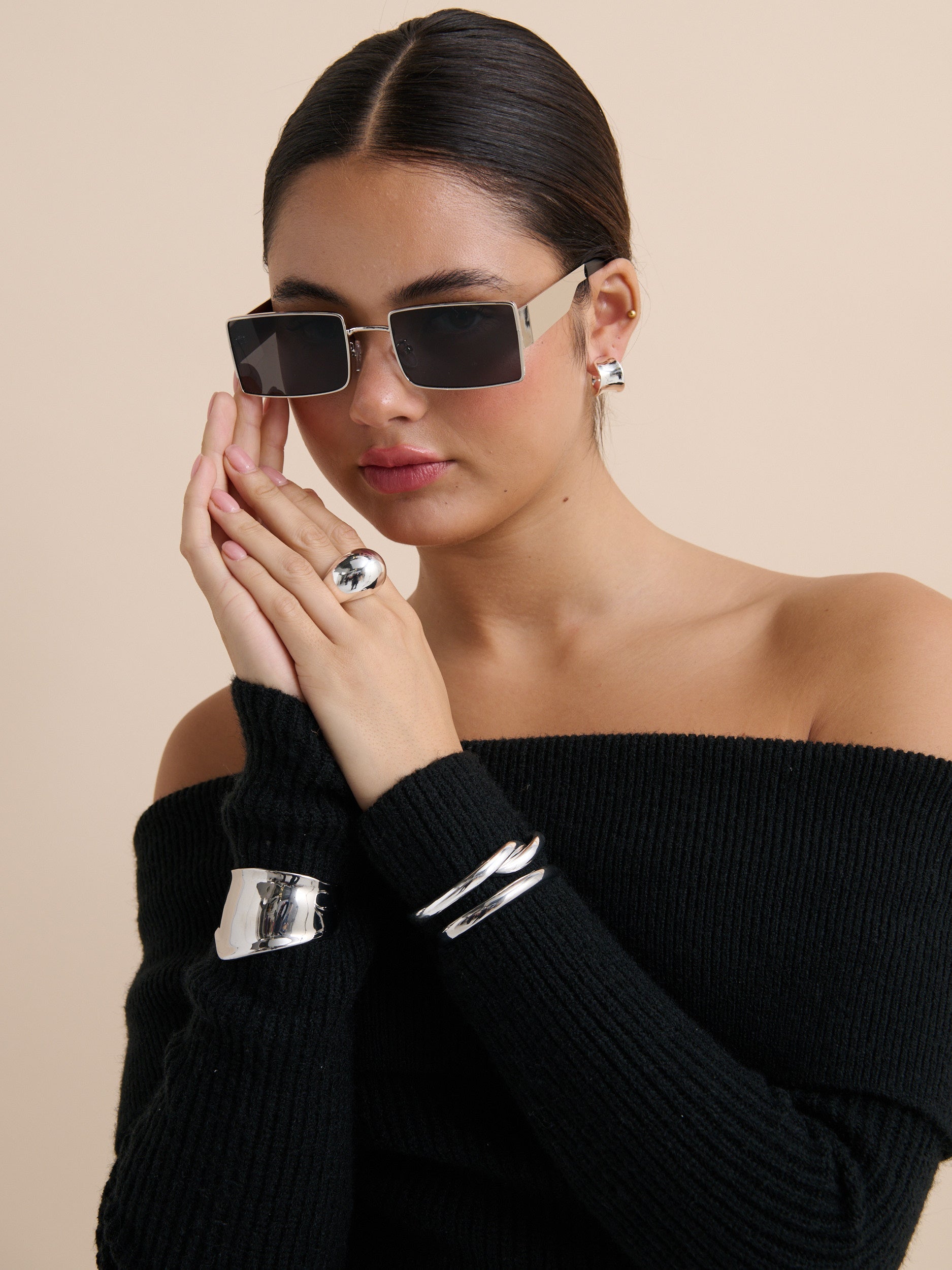 Metal Cuff Bracelet - Silver