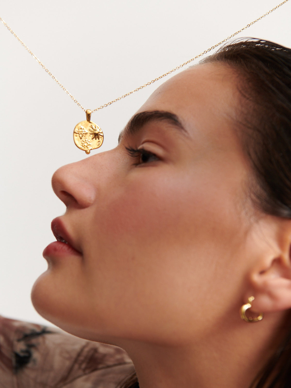 Ocean Coin Charm Necklace - 18K Gold Plated