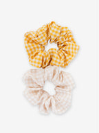 Gingham Scrunchies 2 Pack Set - Butter