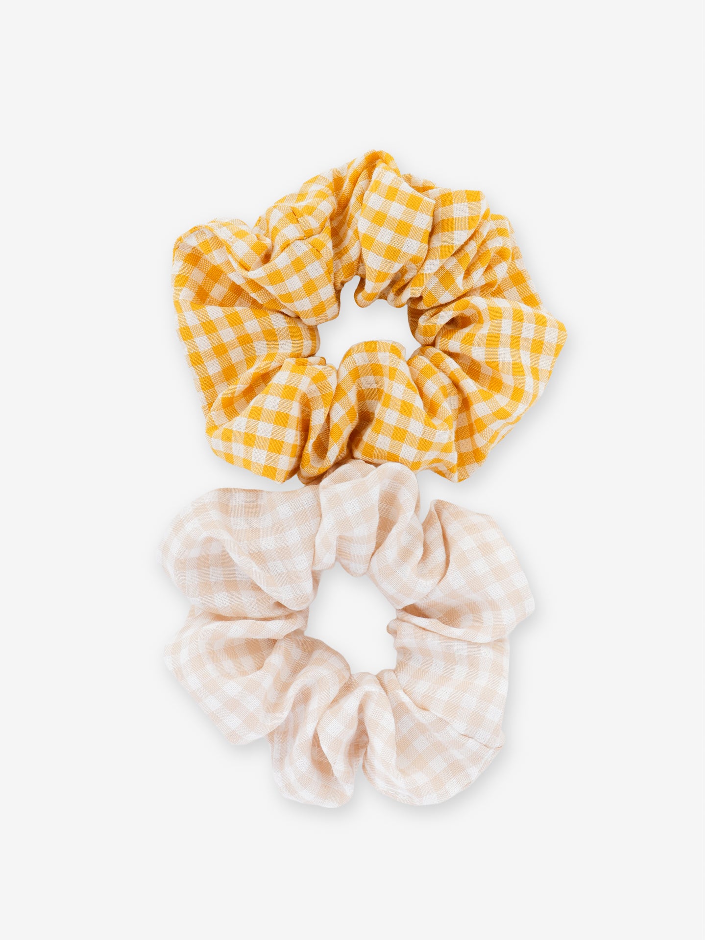 Gingham Scrunchies 2 Pack Set - Butter