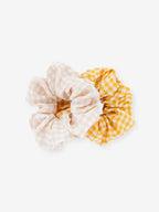 Gingham Scrunchies 2 Pack Set - Butter