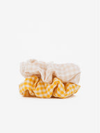 Gingham Scrunchies 2 Pack Set - Butter