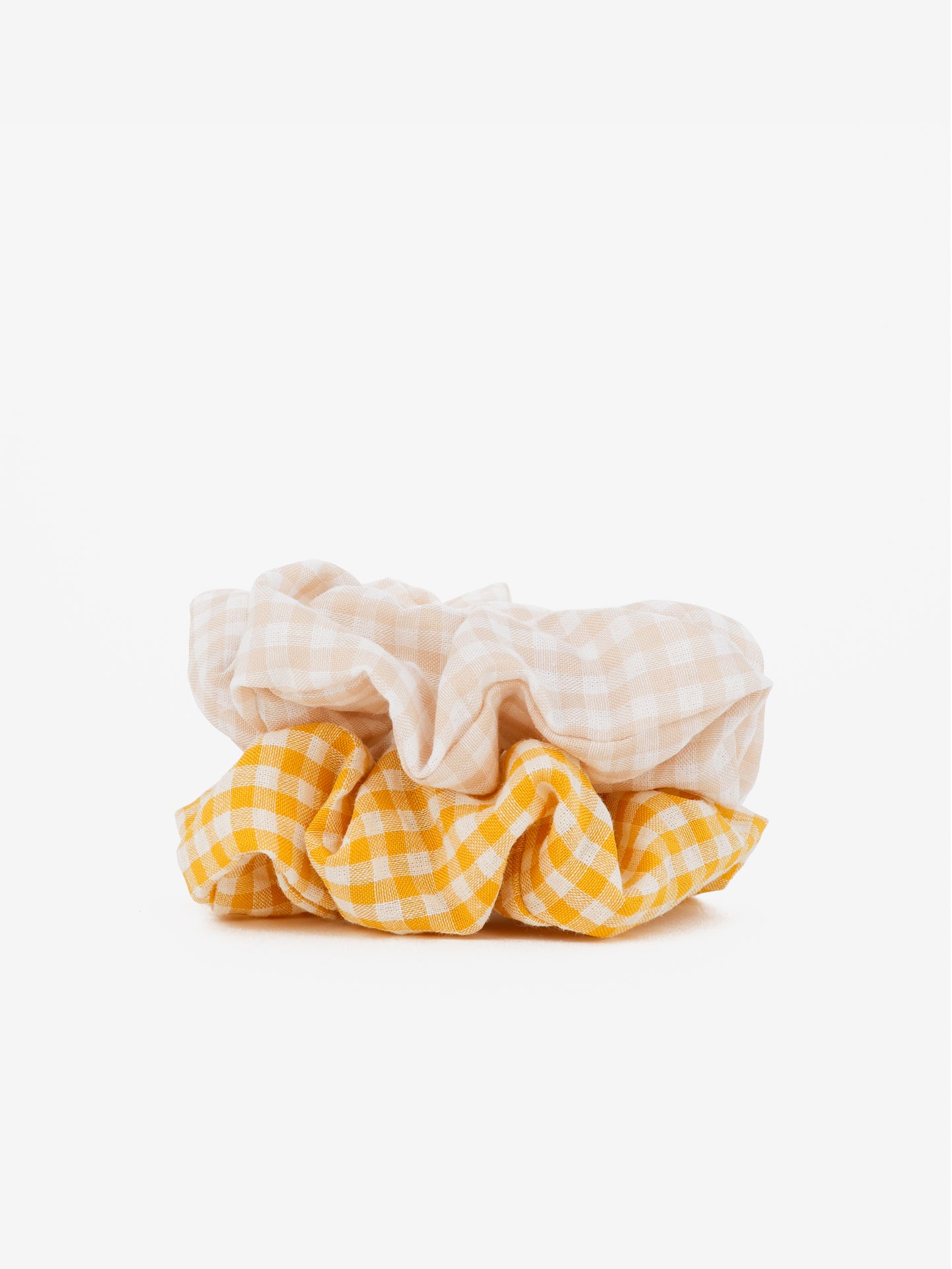 Gingham Scrunchies 2 Pack Set - Butter
