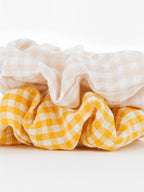 Gingham Scrunchies 2 Pack Set - Butter