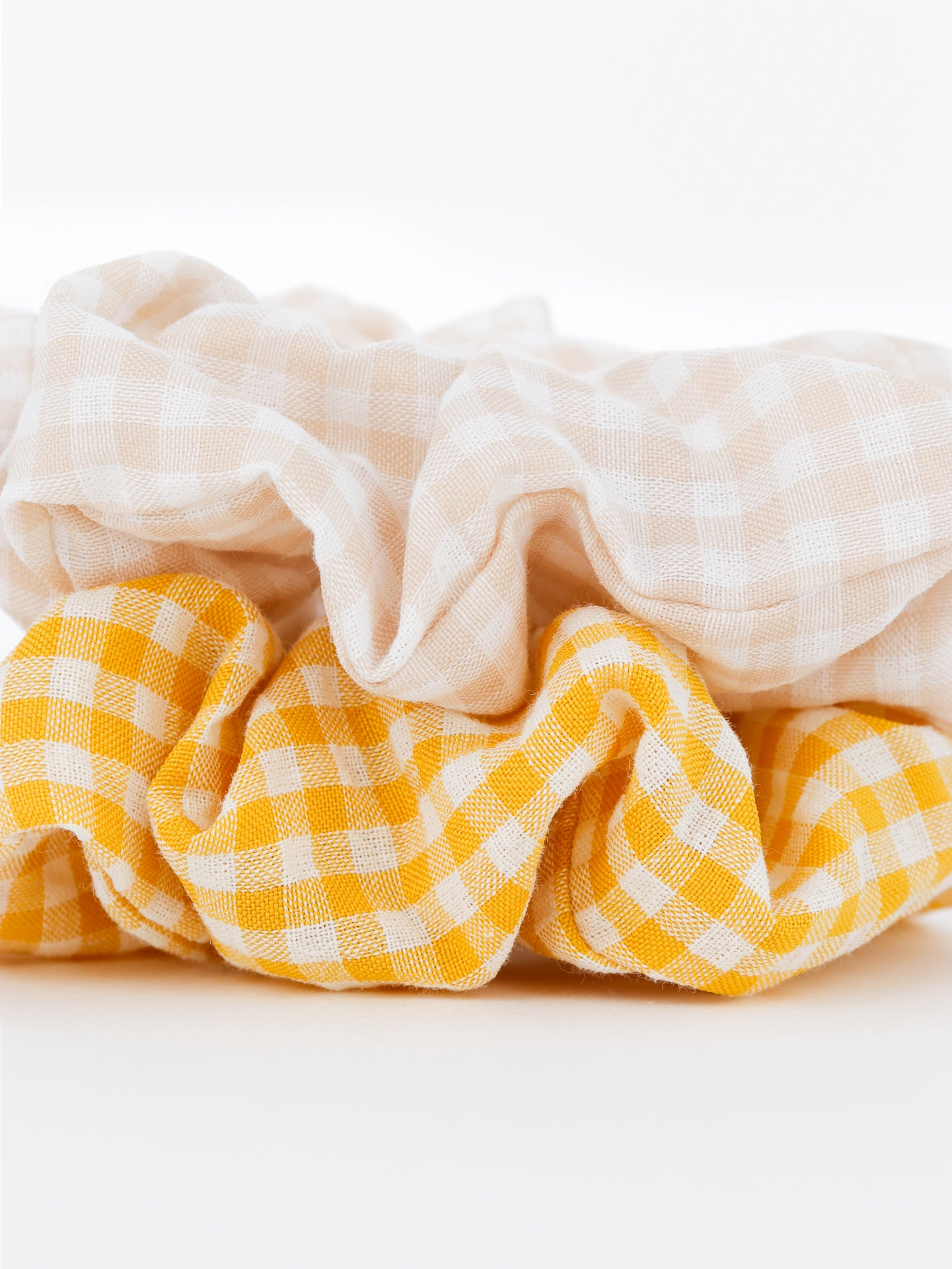 Gingham Scrunchies 2 Pack Set - Butter