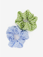 Gingham Scrunchies 2 Pack Set - Berry