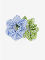 Gingham Scrunchies 2 Pack Set - Berry