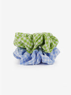 Gingham Scrunchies 2 Pack Set - Berry