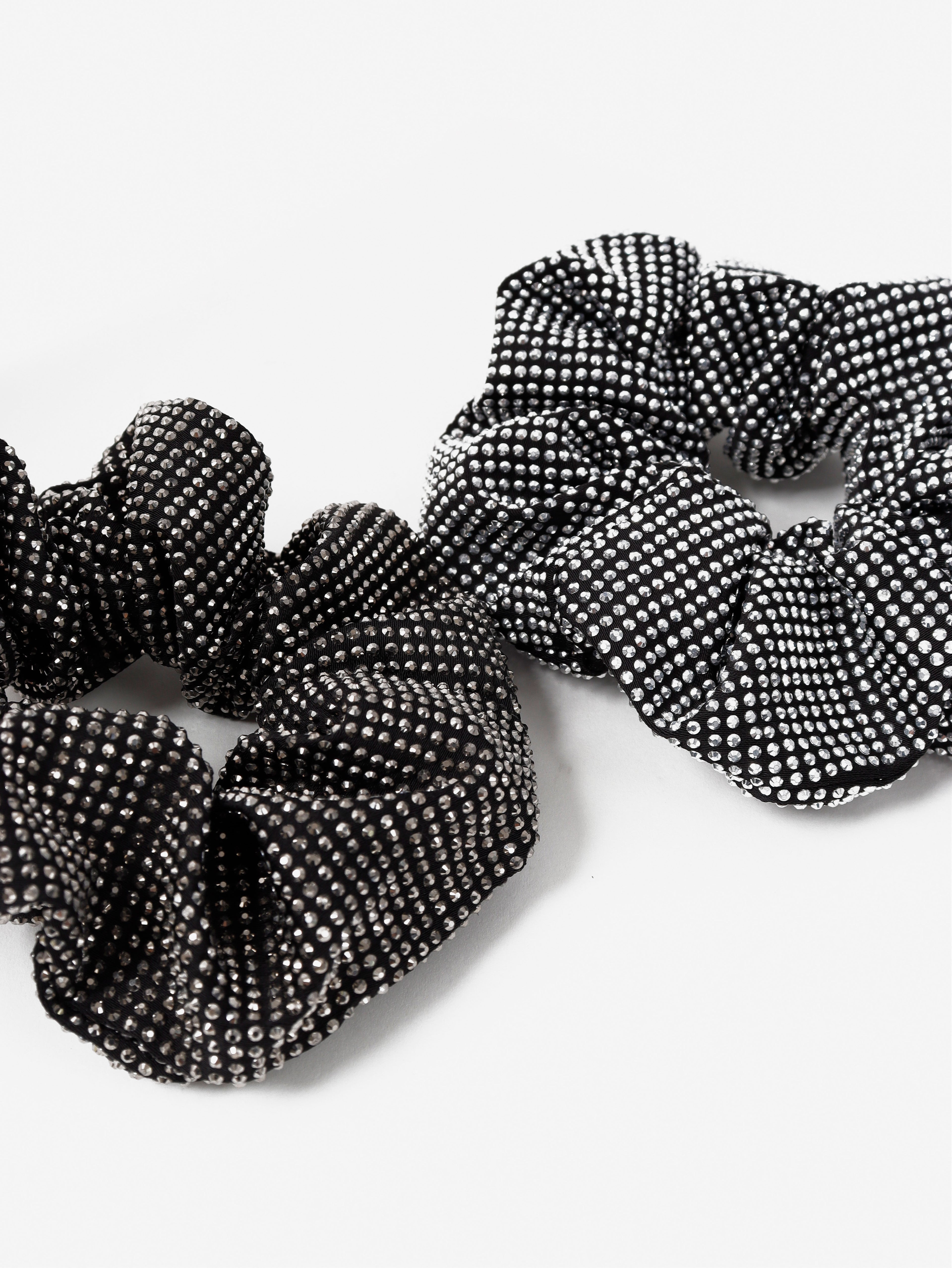Rhinestone Statement Scrunchie in Black