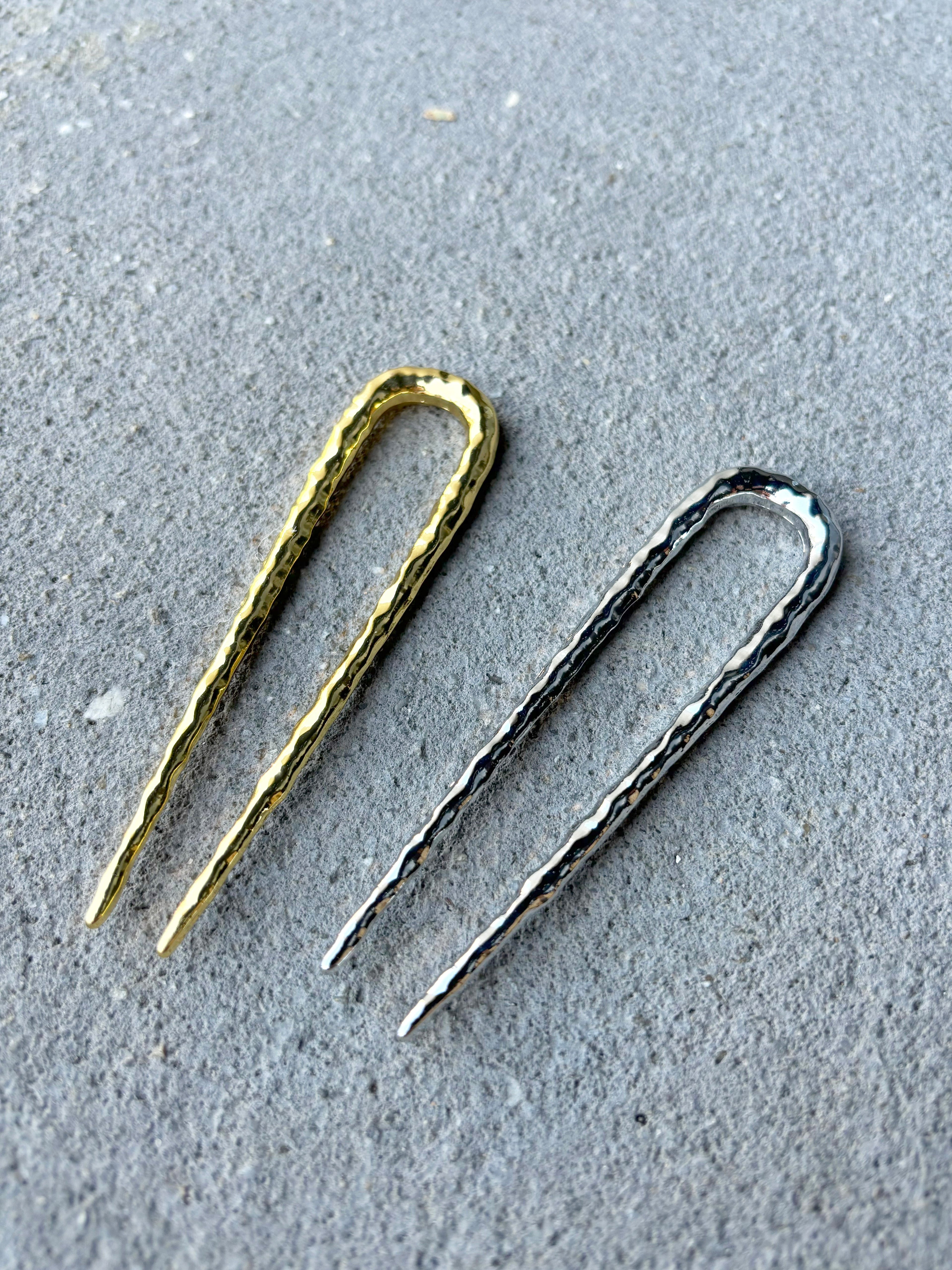 Louise Hammered French Pin - Silver