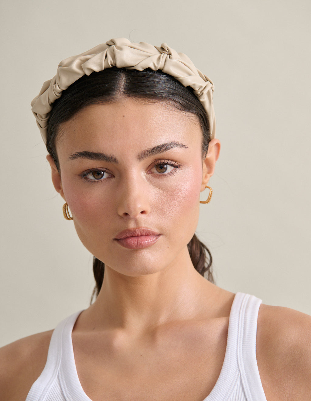 Caroline Ruched Headband - Cream