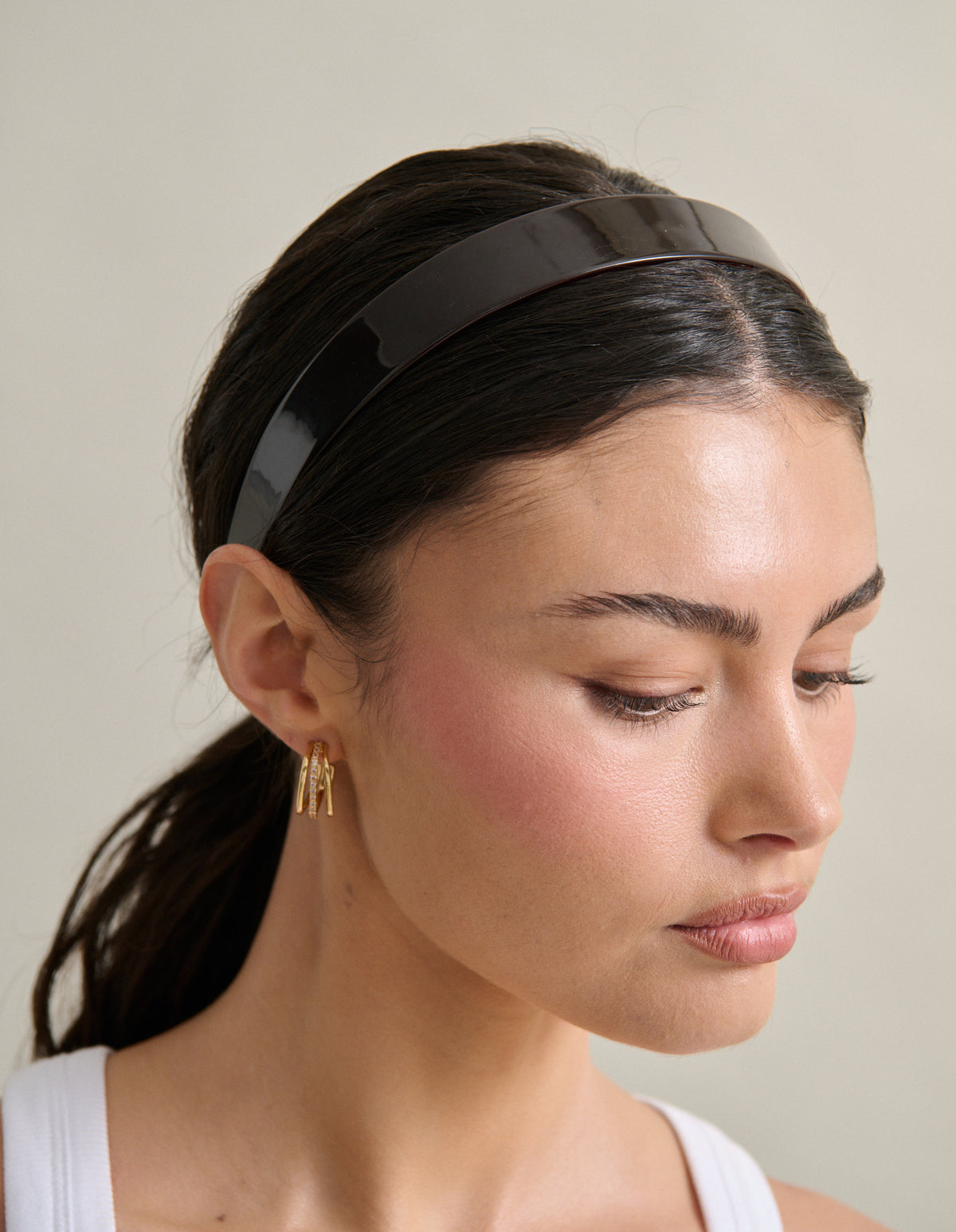 Adina Glossy Resin Headband - Brown