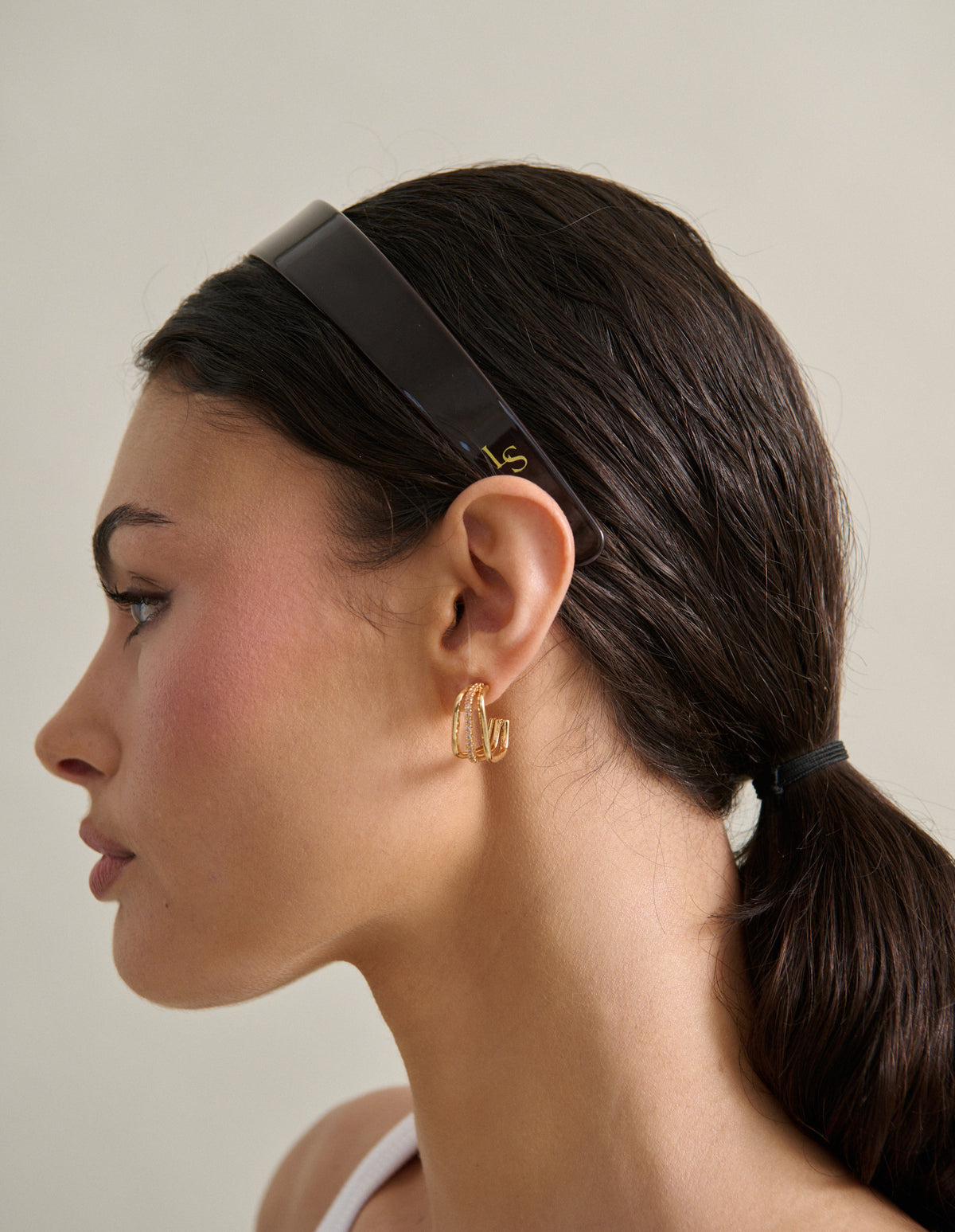 Adina Glossy Resin Headband - Brown