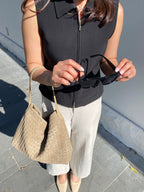 Calla Woven Shoulder Bag - Olive