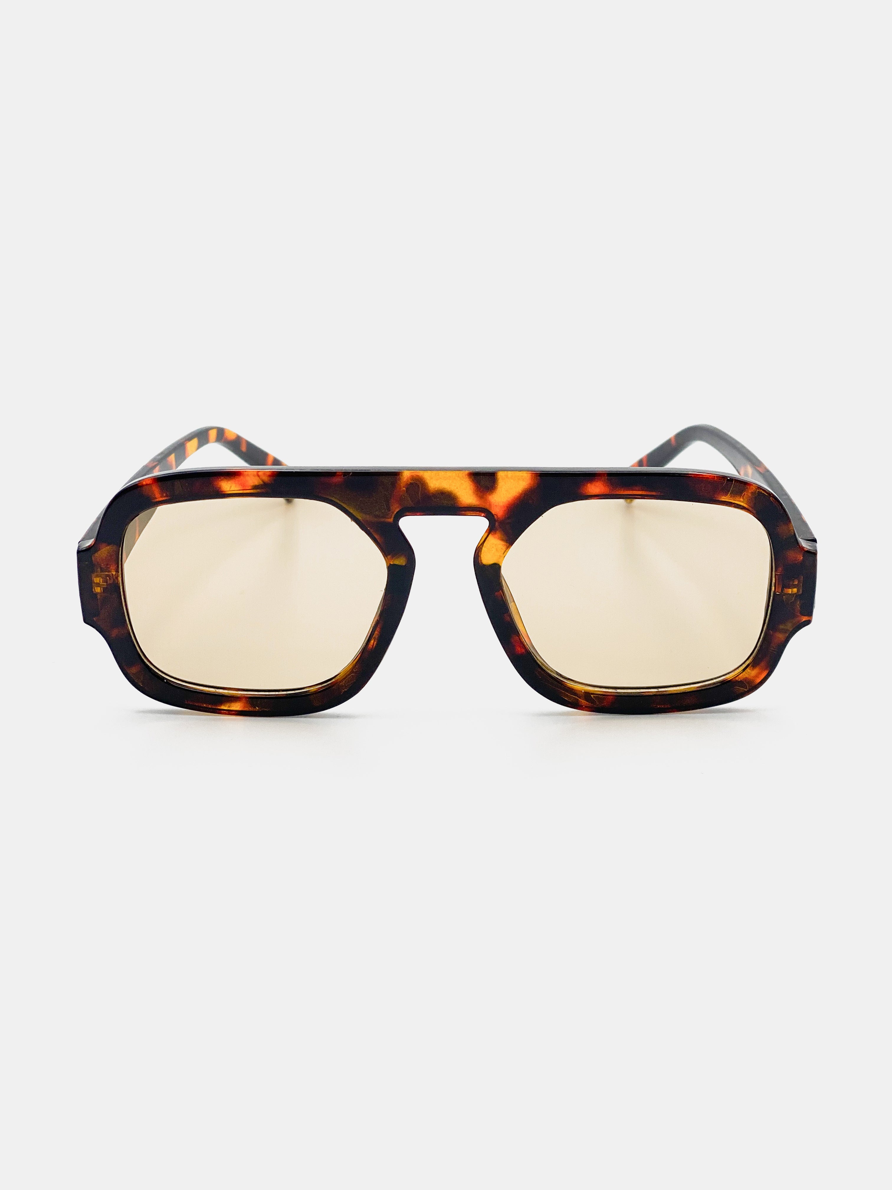 Retro Aviator Sunglasses - Dark Tort
