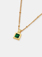 Neysa Stone Charm Necklace -  18K Gold Plated