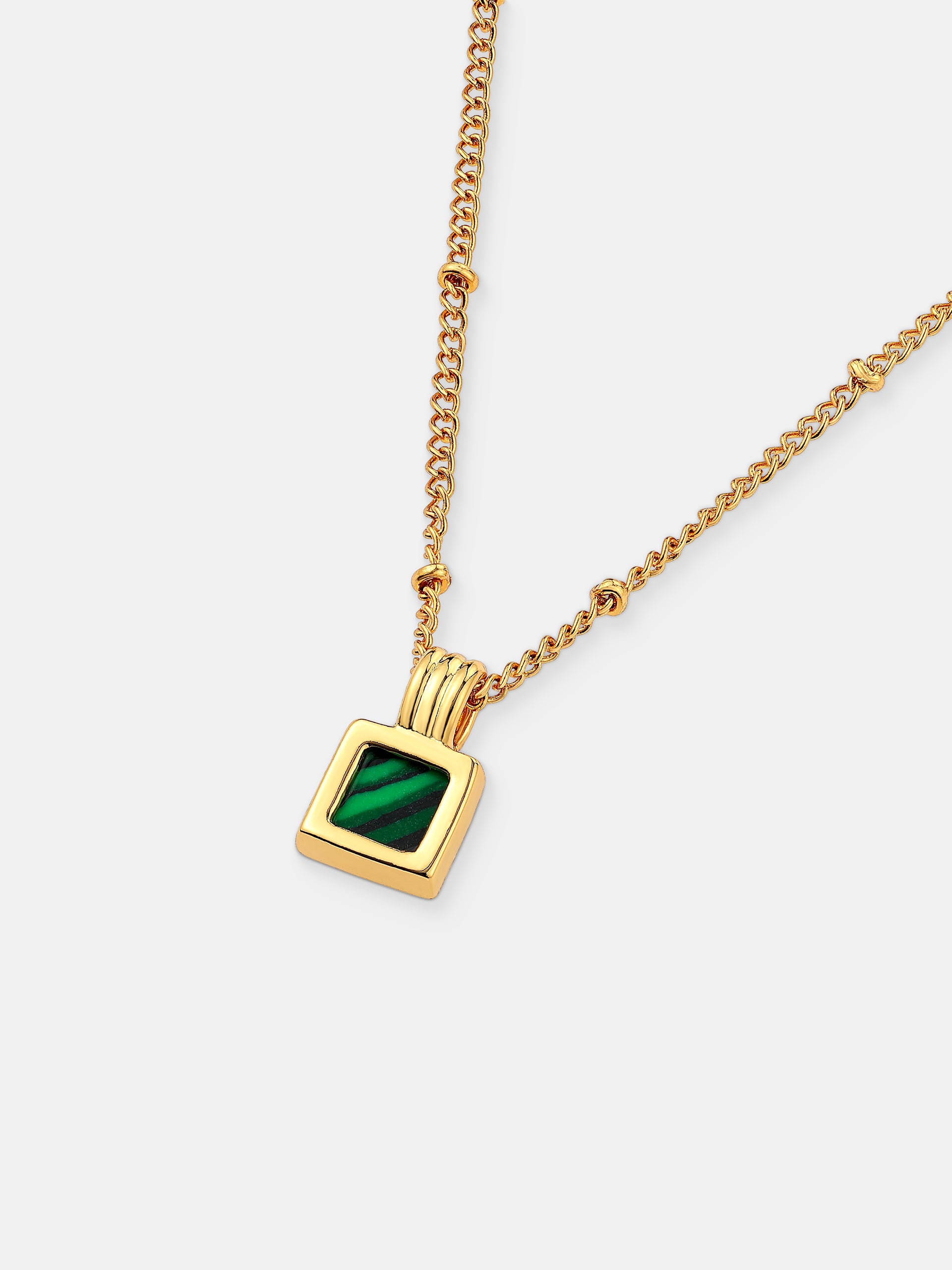 Neysa Stone Charm Necklace -  18K Gold Plated