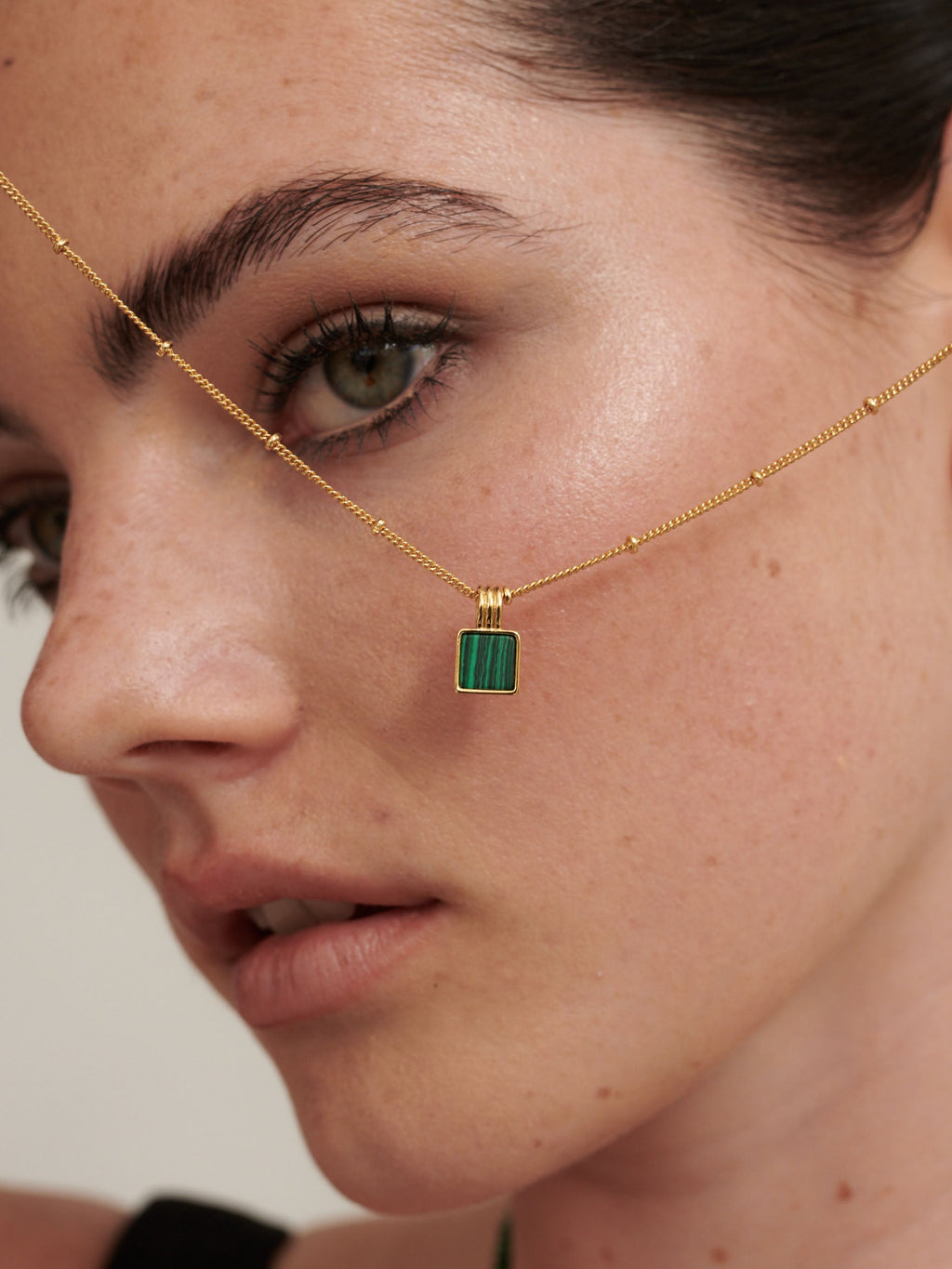 Neysa Stone Charm Necklace -  18K Gold Plated