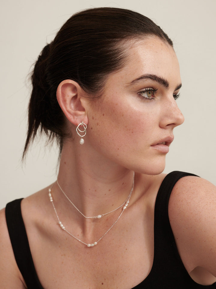 Dionne Sterling Silver Plated Pearl Earrings