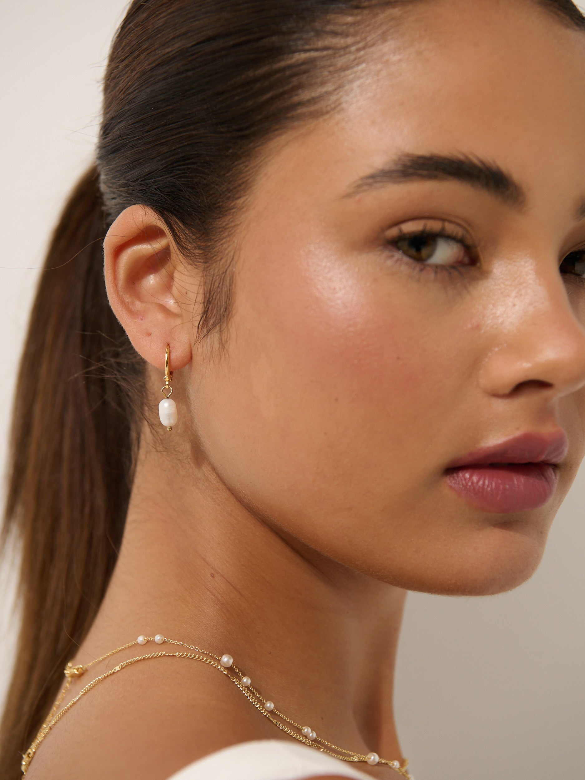 Daphne 18K Gold Plated Pearl Earrings