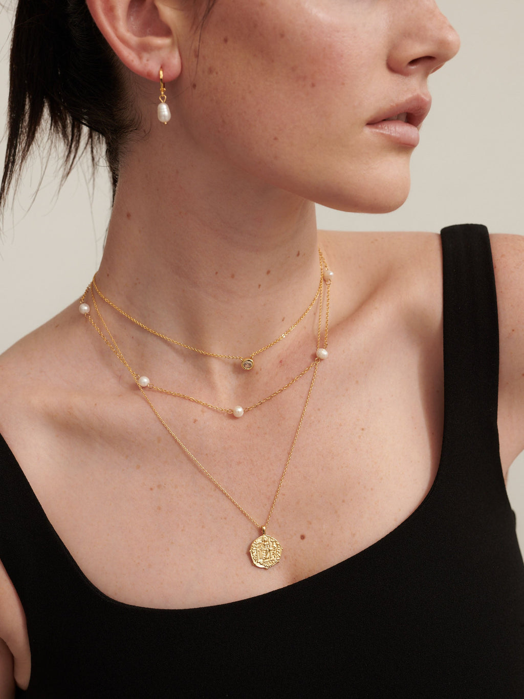 Coin Charm Necklace - 18K Gold Plated