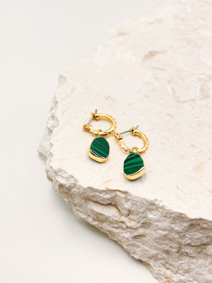 Airin Stone 18K Gold Plated Earrings in Green
