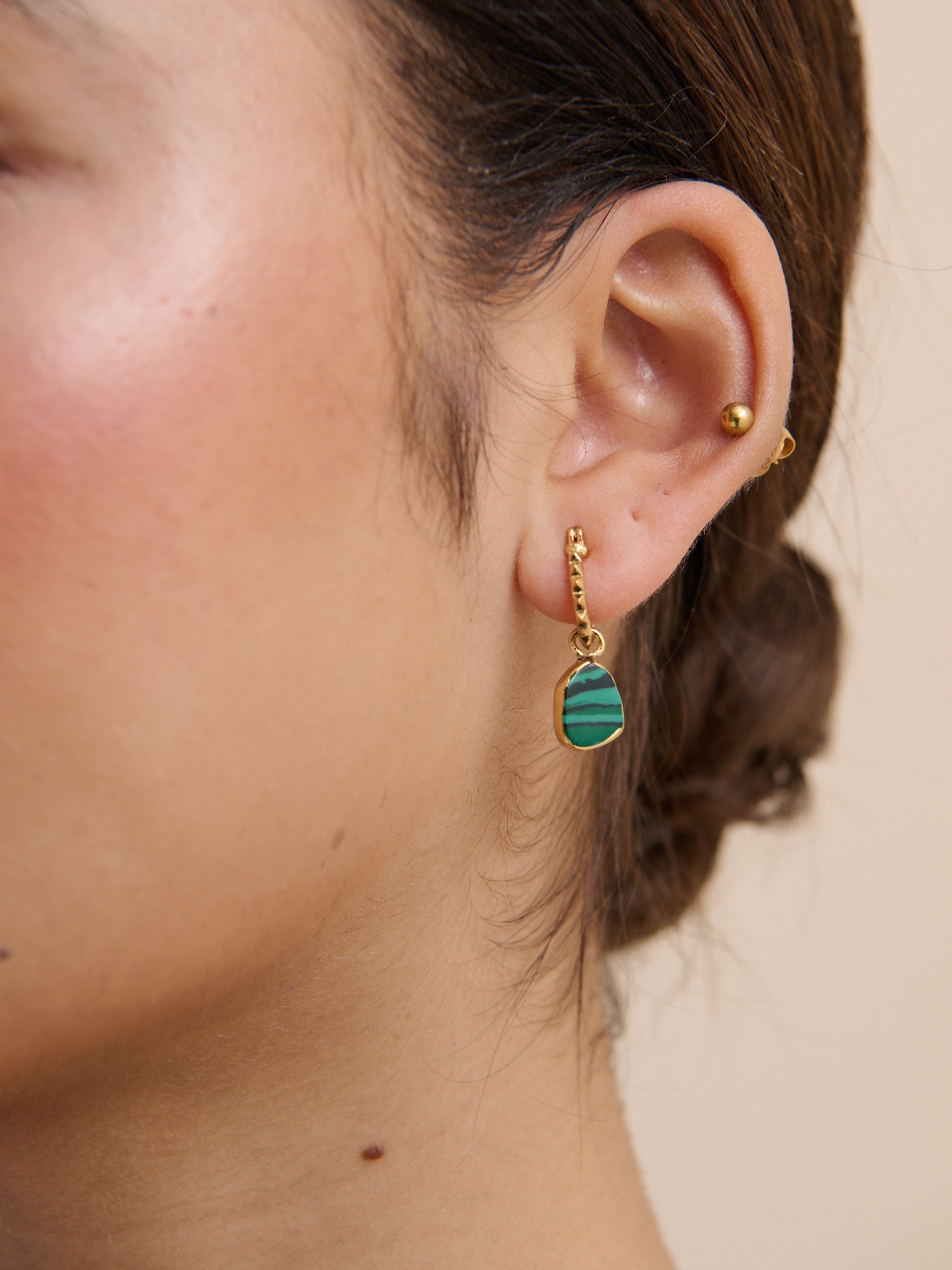 Airin Stone 18K Gold Plated Earrings in Green