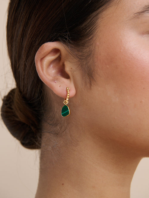 Airin Stone 18K Gold Plated Earrings in Green