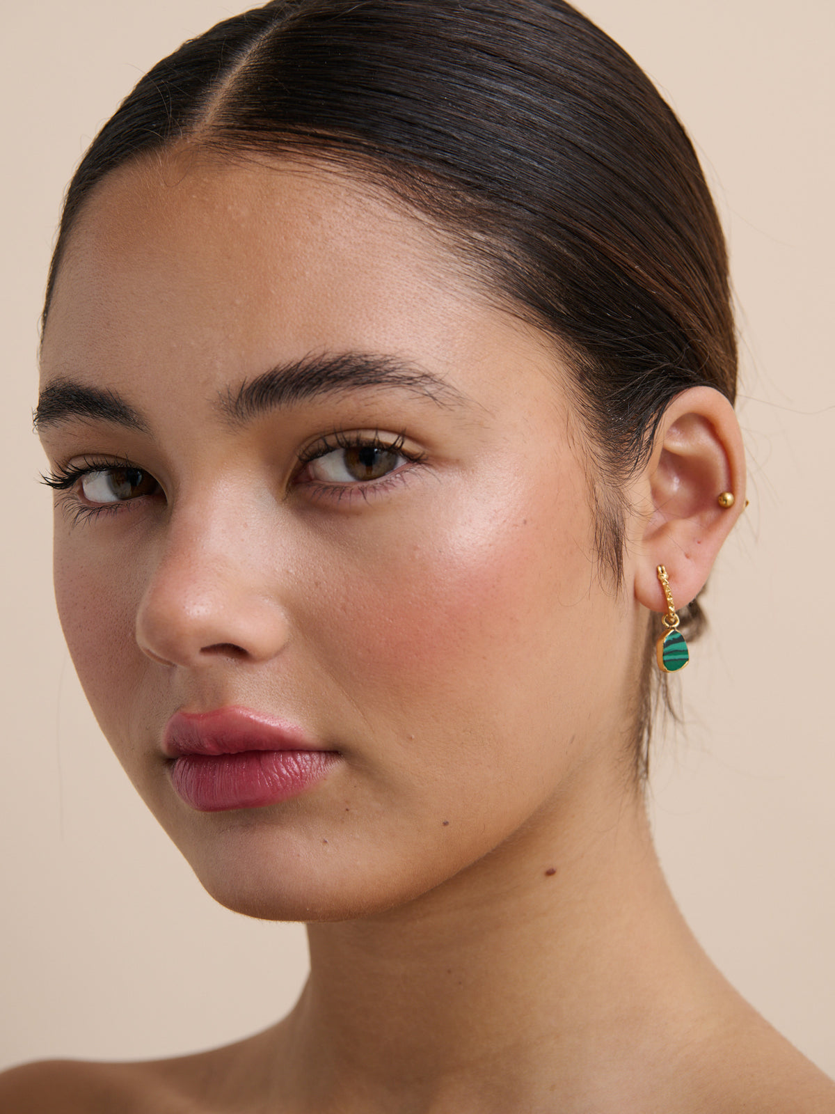 Airin Stone 18K Gold Plated Earrings in Green