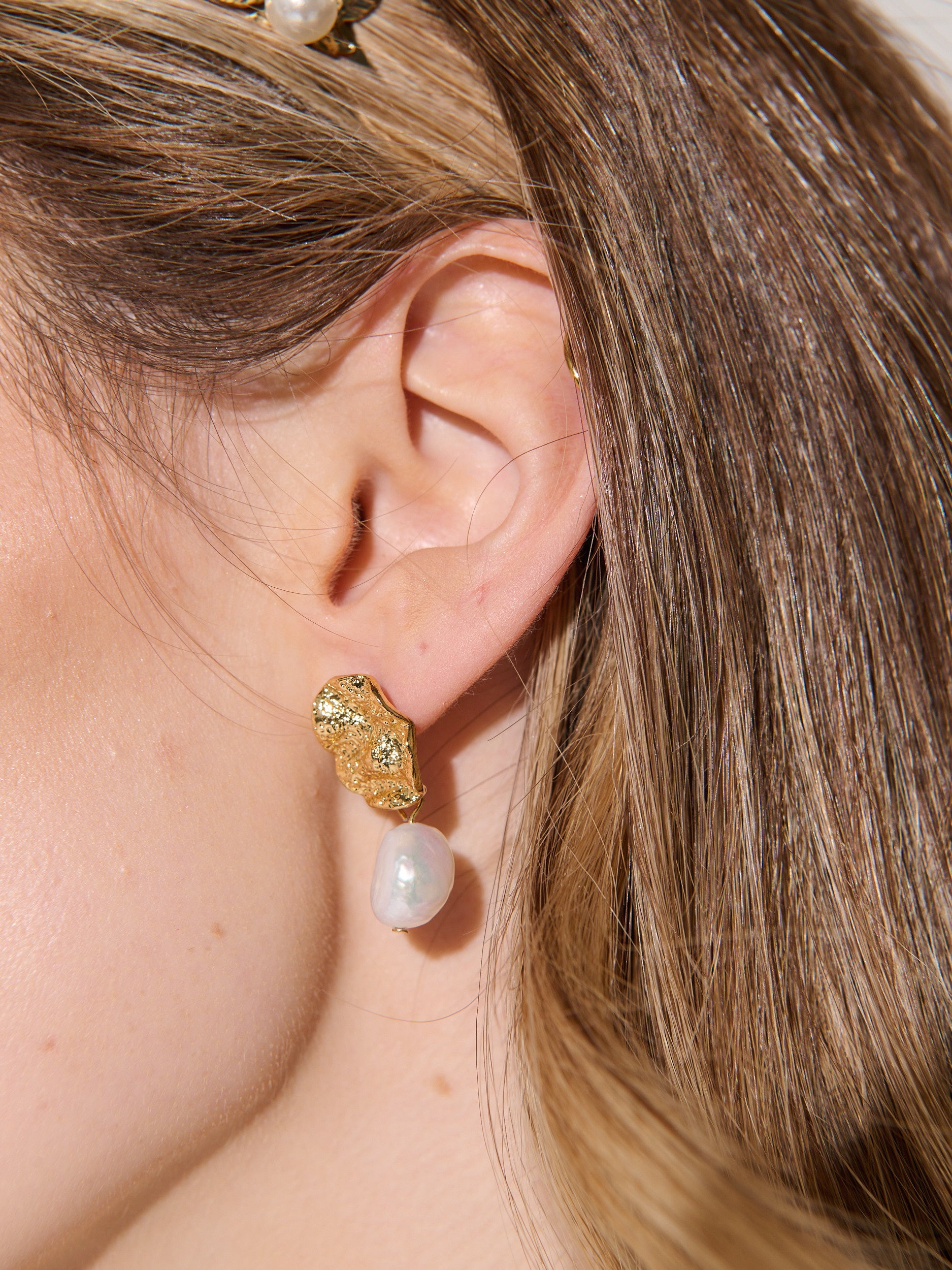 Baroque Pearl Earrings in 18K Gold Plated