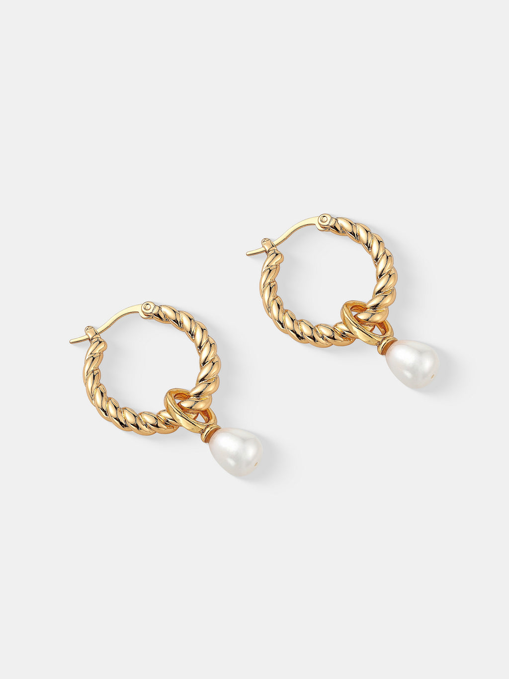 Twist Pearl Drop 18K Gold Plated Earrings