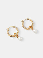Twist Pearl Drop 18K Gold Plated Earrings