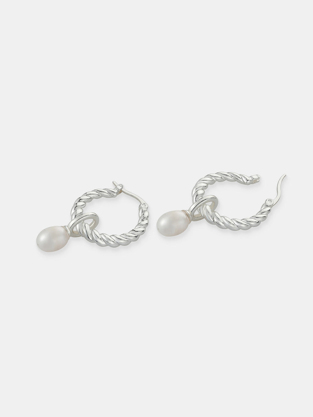 Twist Pearl Drop Silver Plated Earrings