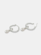 Twist Pearl Drop Silver Plated Earrings