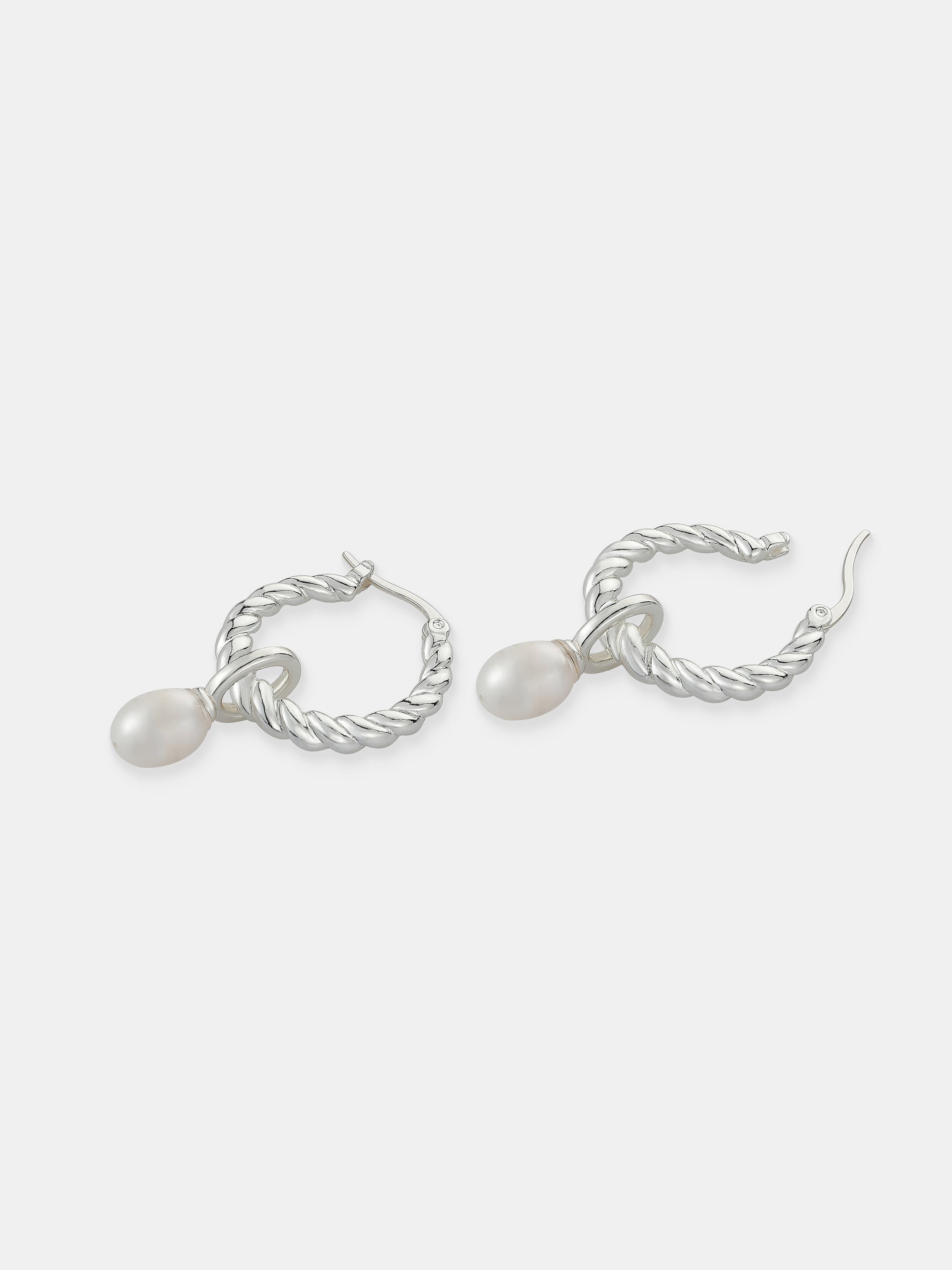Twist Pearl Drop Silver Plated Earrings