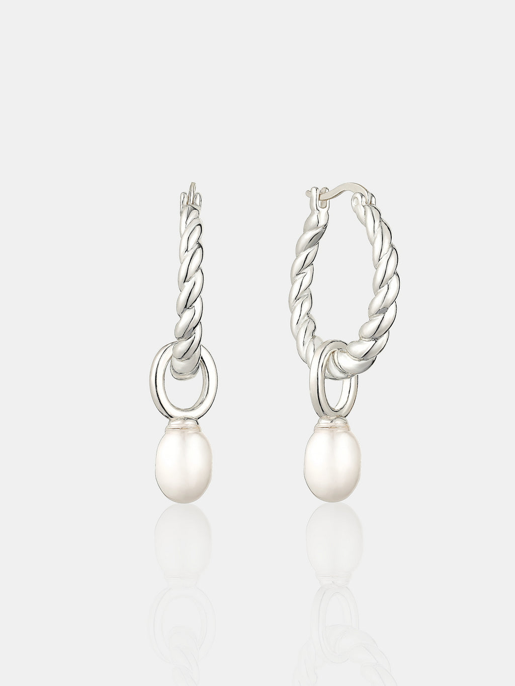 Twist Pearl Drop Silver Plated Earrings