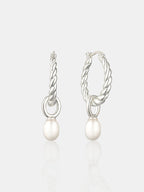 Twist Pearl Drop Silver Plated Earrings