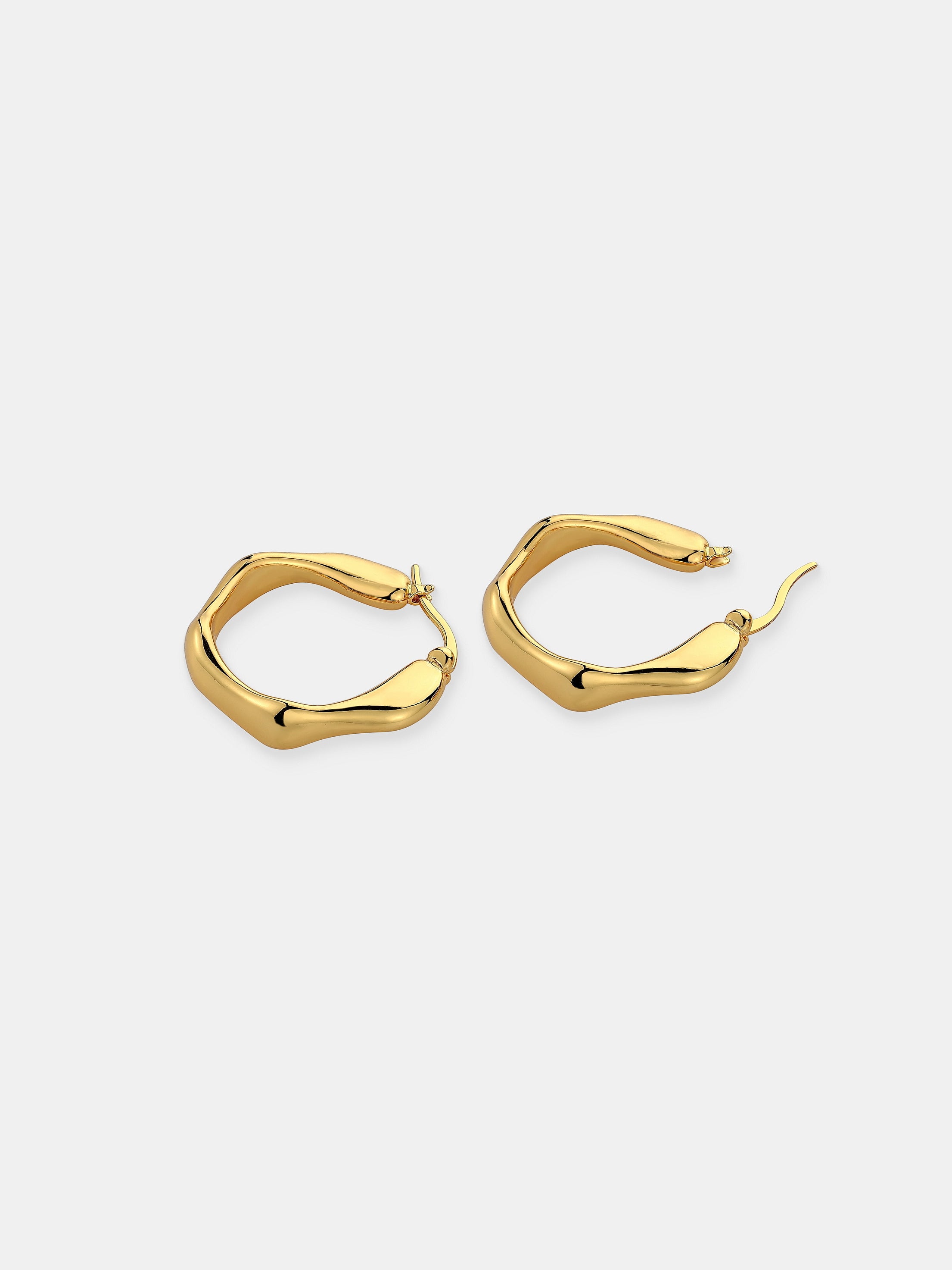 Wavy Textured Earrings - 18K Gold Plated