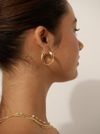 Wavy Textured Earrings - 18K Gold Plated