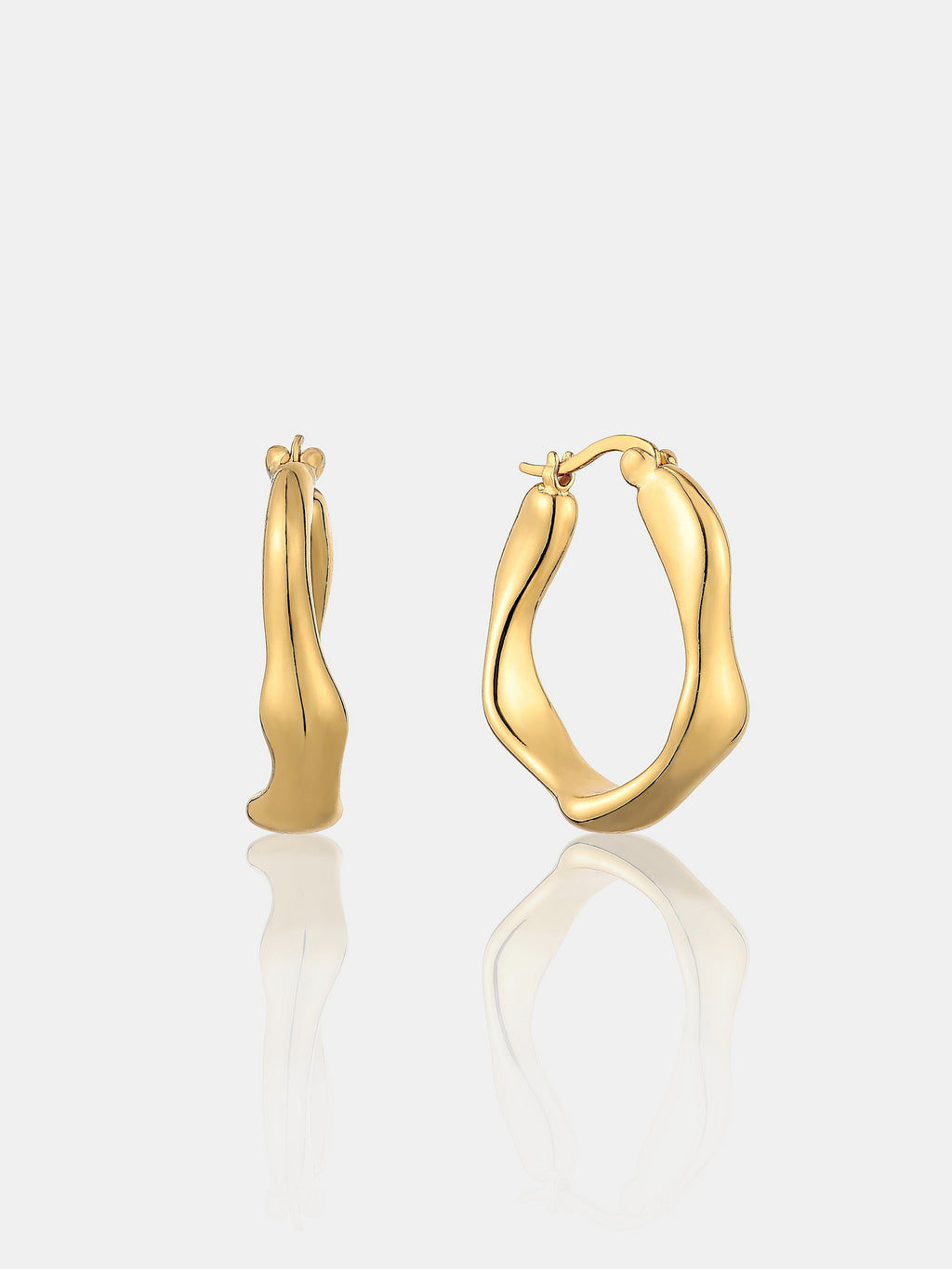 Wavy Textured Earrings - 18K Gold Plated