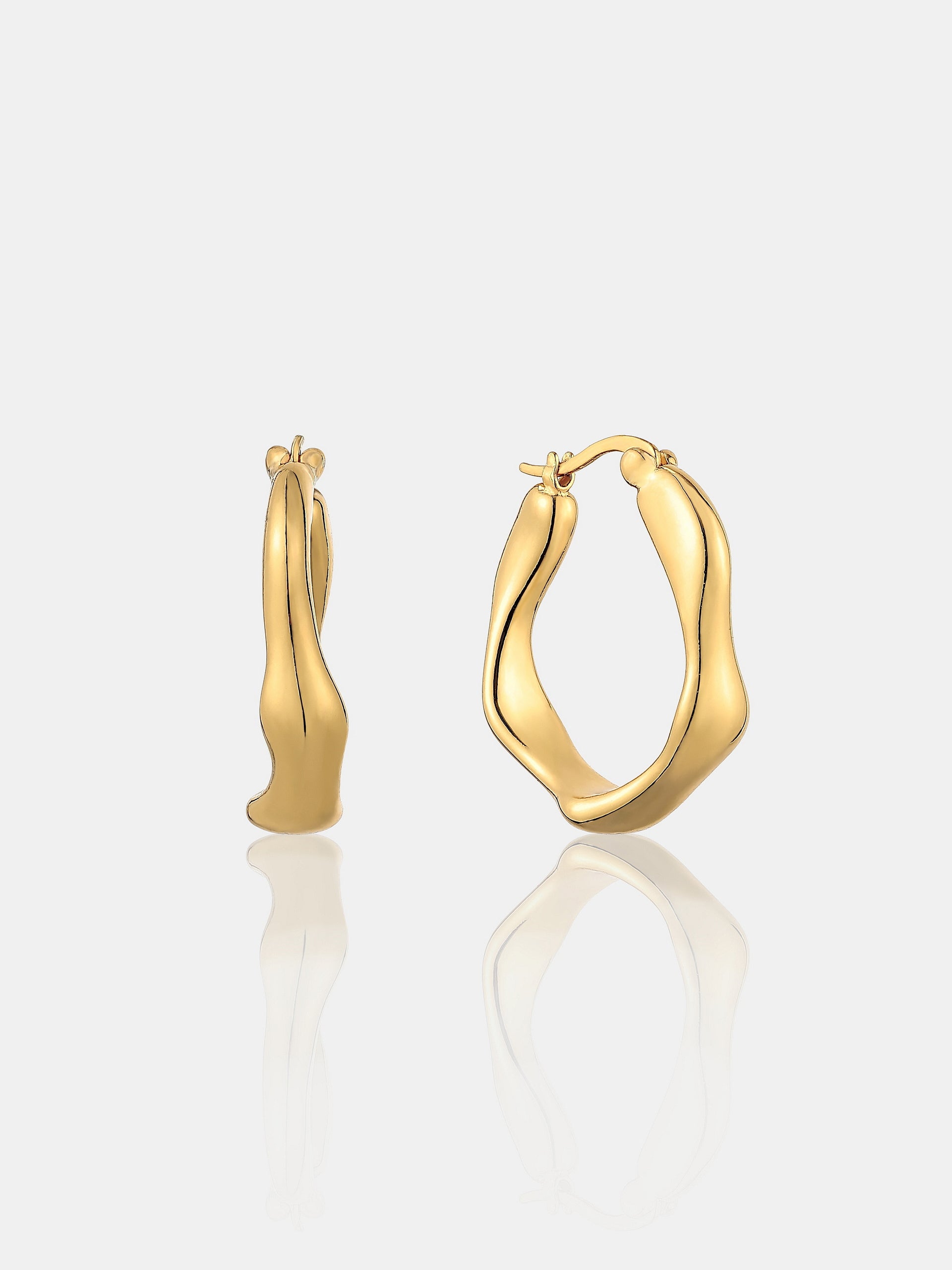 Wavy Textured Earrings - 18K Gold Plated