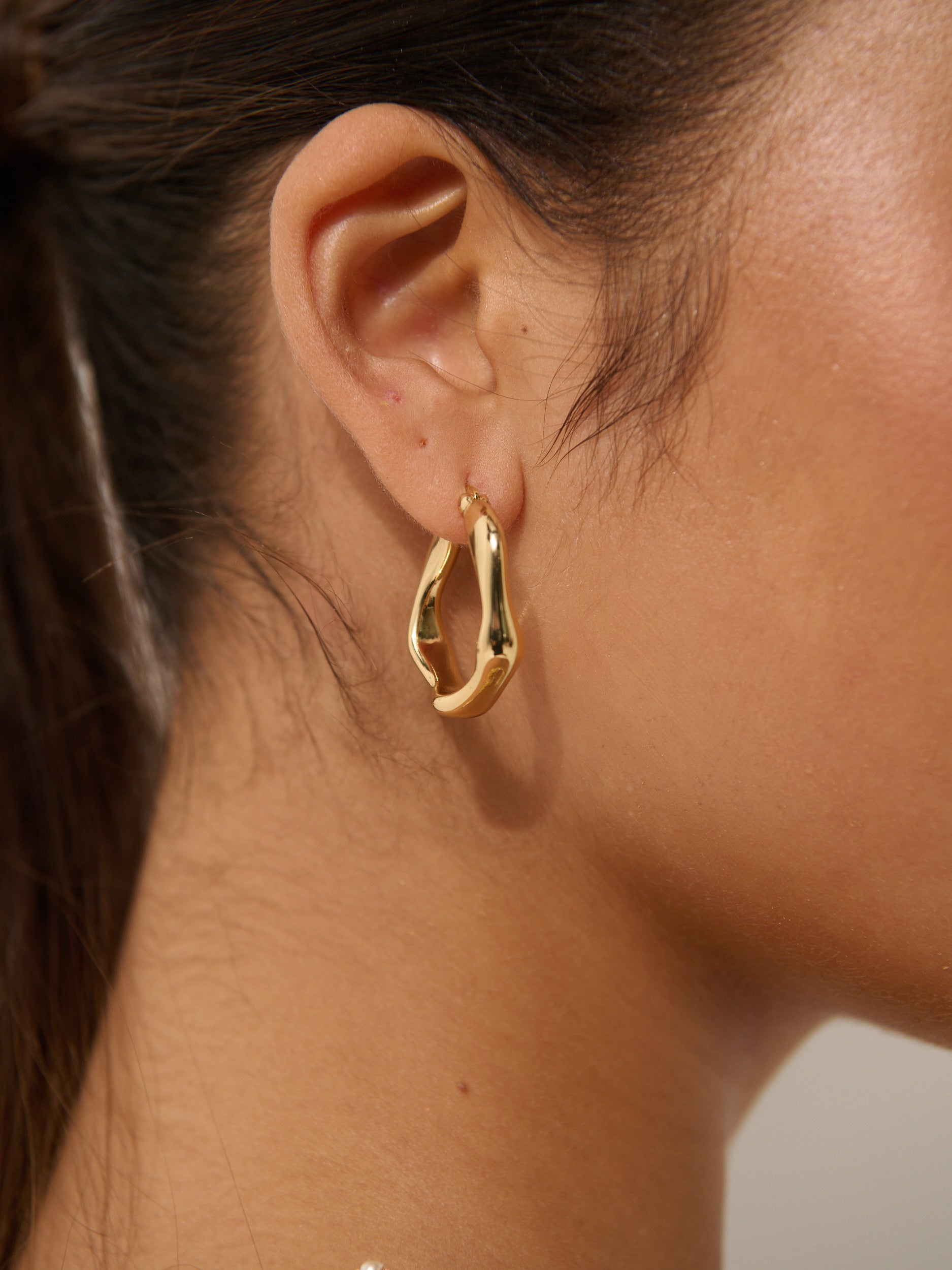 Wavy Textured Earrings - 18K Gold Plated