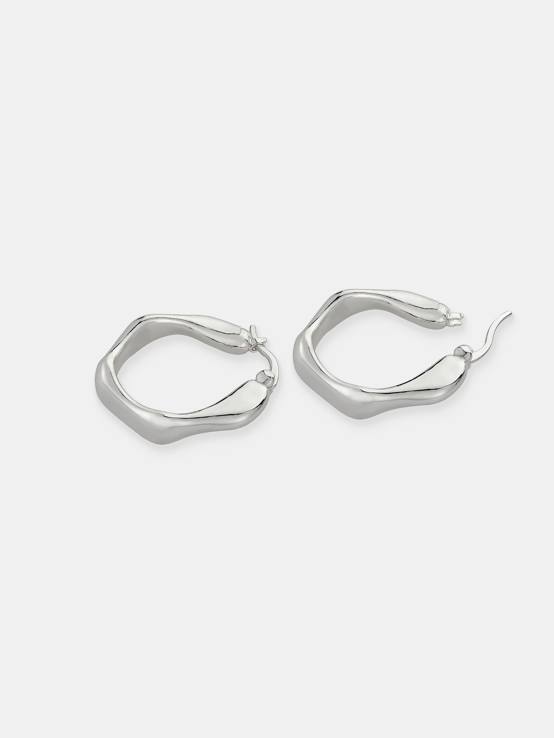 Wavy Textured Earrings - Silver Plated