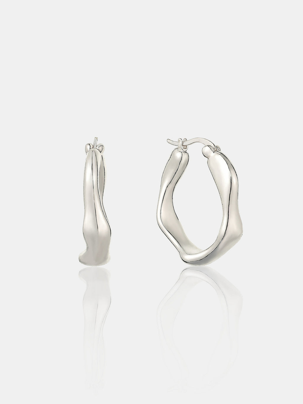 Wavy Textured Earrings - Silver Plated