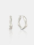 Wavy Textured Earrings - Silver Plated