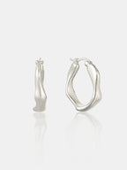 Wavy Textured Earrings - Silver Plated