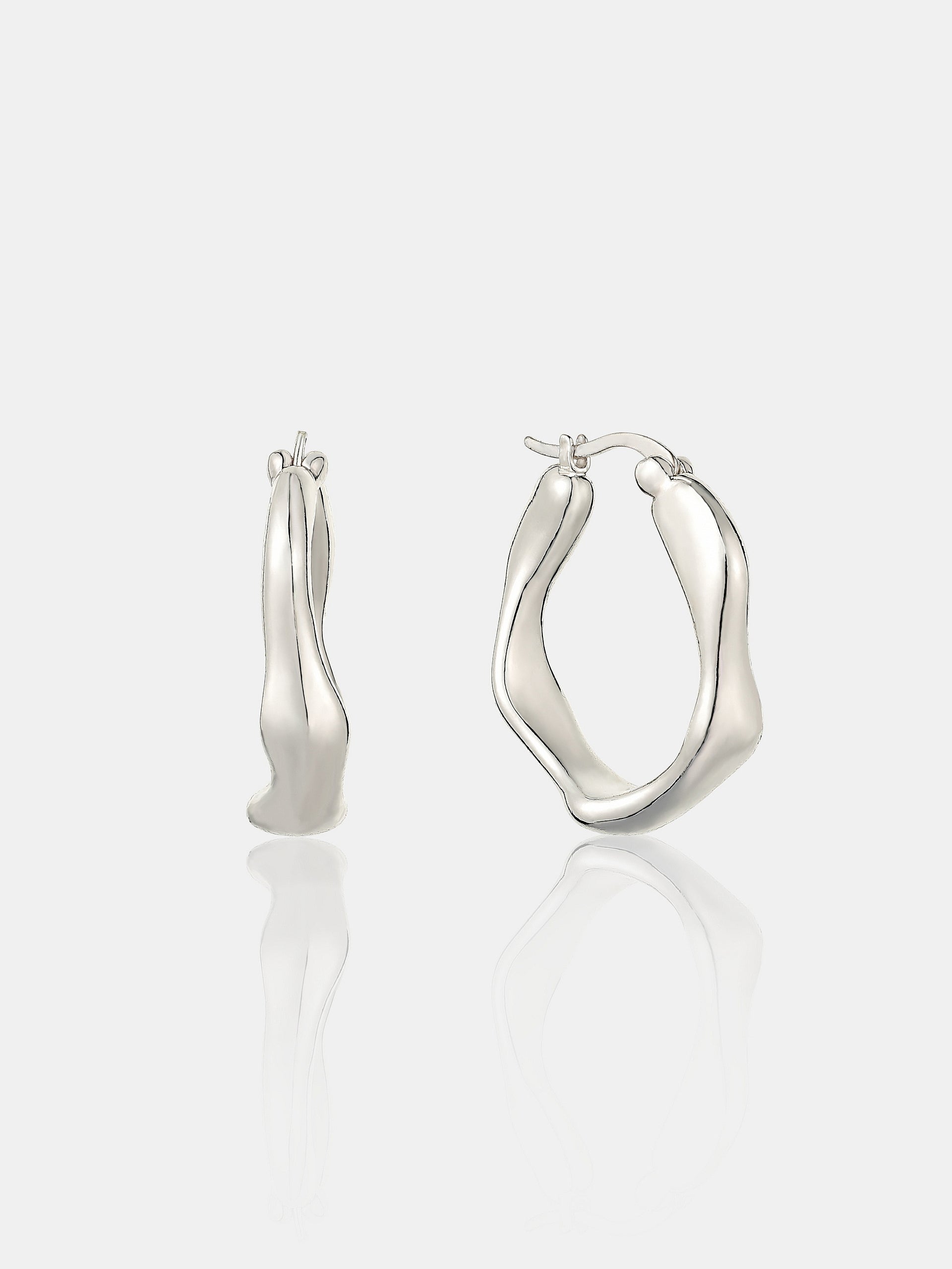 Wavy Textured Earrings - Silver Plated
