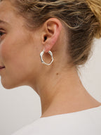 Wavy Textured Earrings - Silver Plated